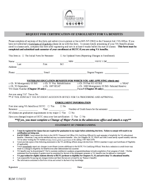 Request for Certification of Enrollment for VA Benefits