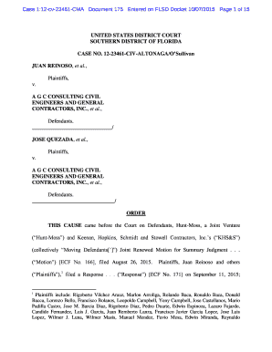 Cv sample format pdf - Case 112cv23461CMA Document 175 Entered on FLSD Docket 10072015 Page 1 of 15