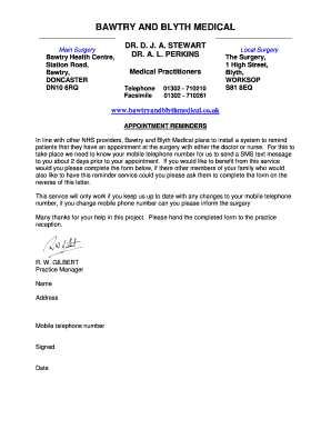 NHS Appointment Reminder Form