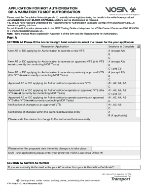 Application for MOT Authorisation