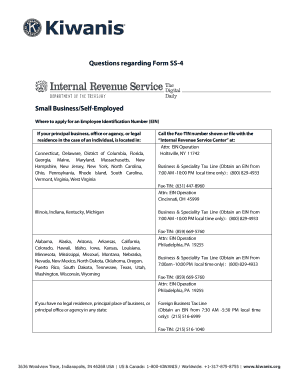 IRS Form SS-4 Application