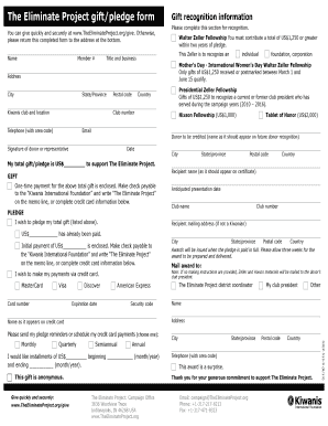 The Eliminate Project Gift Pledge Form