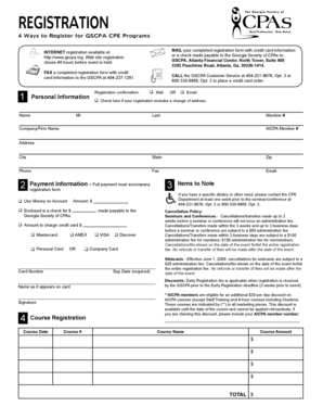 GSCPA CPE Program Registration Form