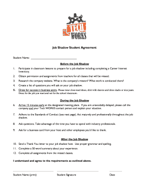 Job Shadow Student Agreement