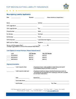 Moonlighting Liability Insurance Application