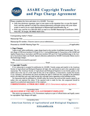 ASABE Copyright Transfer and Page Charge Agreement