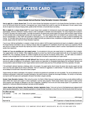 Leisure Access Card Application