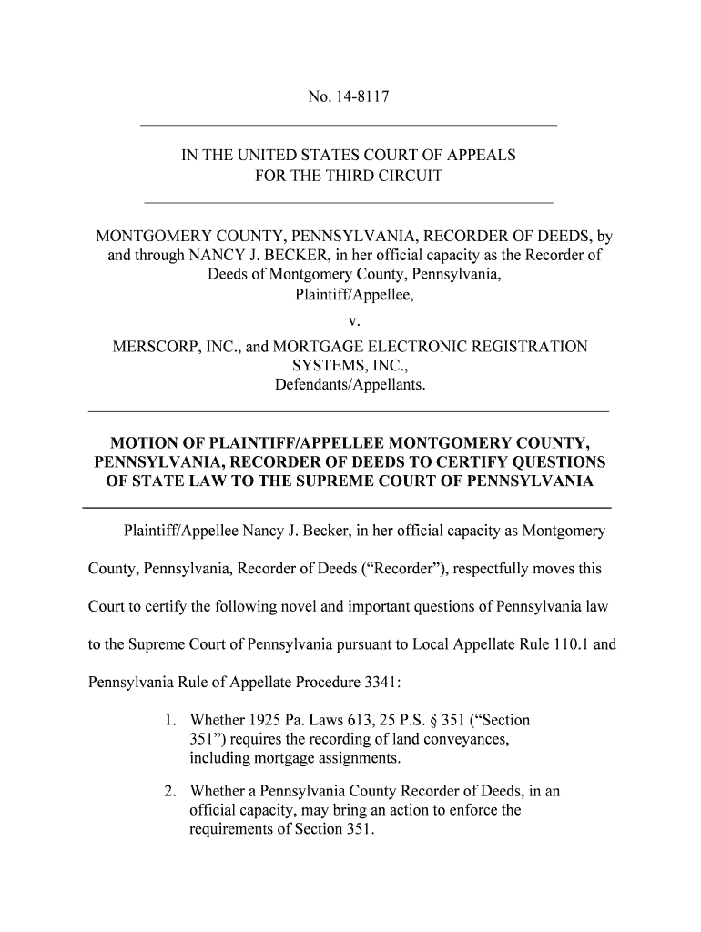 Fillable Online IN THE UNITED STATES COURT OF APPEALS MONTGOMERY COUNTY