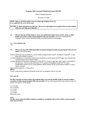 Pregnancy Risk Assessment Monitoring System Form