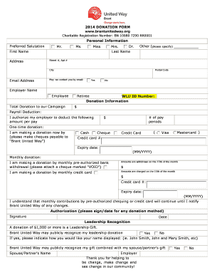 Brant United Way Donation Form