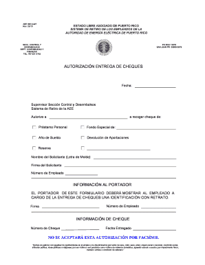Formulario de Autorización de Entrega de Cheques