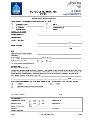 Notice of Termination for Utility Services