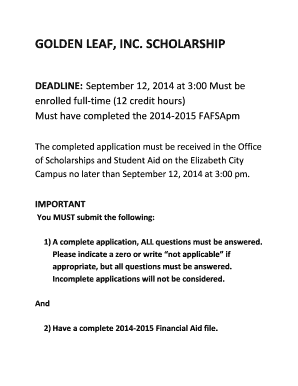 GOLDEN LEAF INC SCHOLARSHIP - albemarleedu