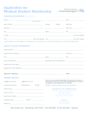 Medical Student Membership Application