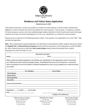 Residence and Tuition Status Application - albemarle