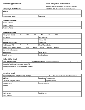 Guarantor Application Form