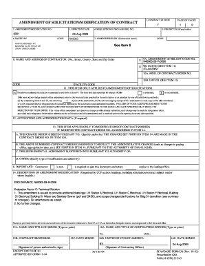 US Federal Contract Amendment Form