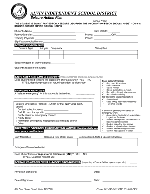 Seizure Action Plan for Students
