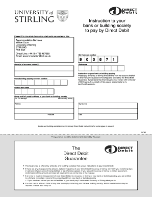 UK Direct Debit Instruction Form