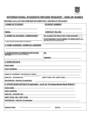 International Student Refund Request Form
