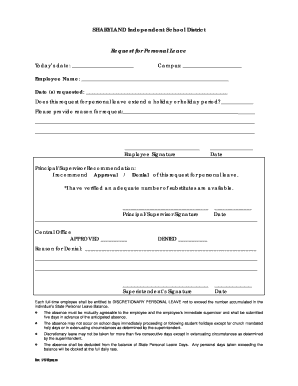 Request for Personal Leave