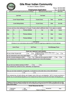 Gila River Indian Community Employment Application