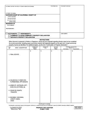 California Property Declaration Form