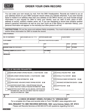 Oregon DMV Record Request Form