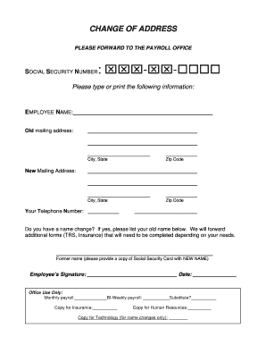 Employee Change of Address Form