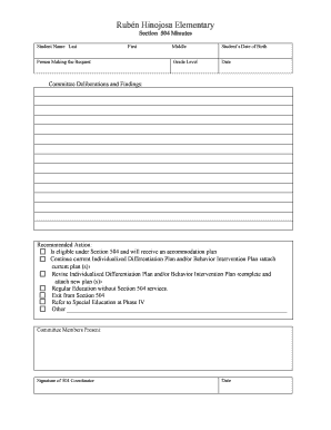 Section 504 Meeting Minutes