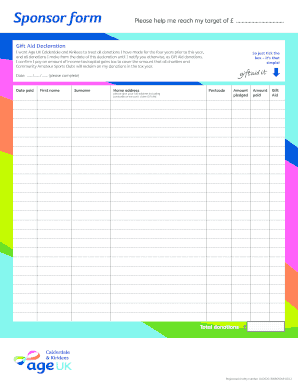 Gift Aid Declaration Form