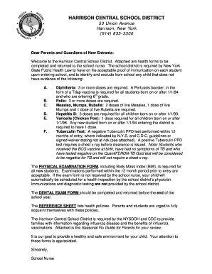 New Student Health Certificate Form