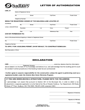 Letter of Authorization for Building Permit