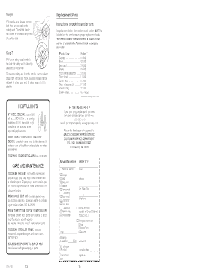 Graco Stroller Parts Order Form
