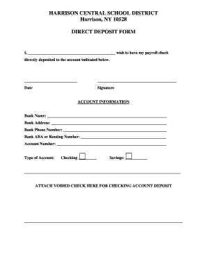 Harrison Central School District Direct Deposit Form