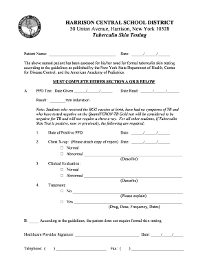 Tuberculin Skin Testing Form