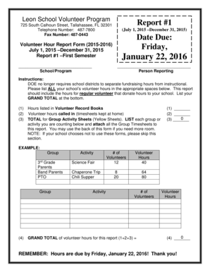 Volunteer Hour Report Form