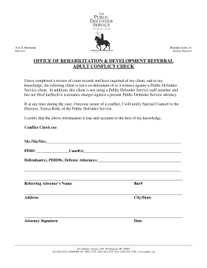 Adult Conflict Check Form