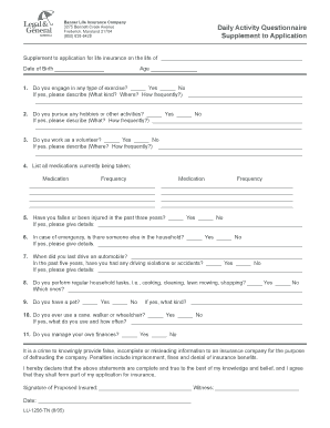 Life Insurance Application Supplement