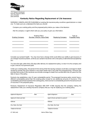 Kentucky Life Insurance Replacement Notice