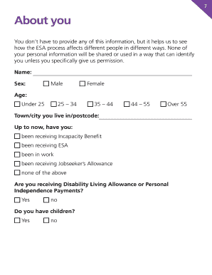 Employment and Support Allowance Diary