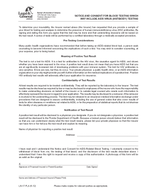 Notice and Consent for AIDS-Related Blood Testing