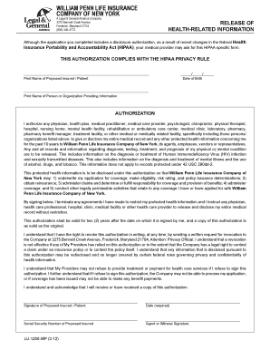 HIPAA Authorization Form for Life Insurance