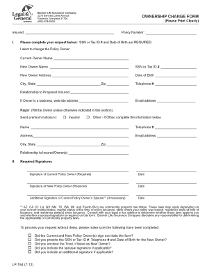 Banner Life Ownership Change Form