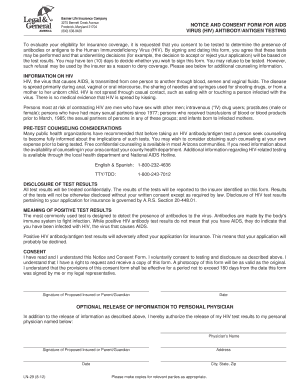 Notice and Consent Form for HIV Testing