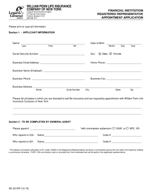 William Penn Life Insurance Appointment Application