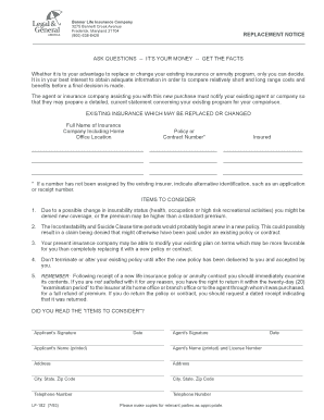 Life Insurance Replacement Notice