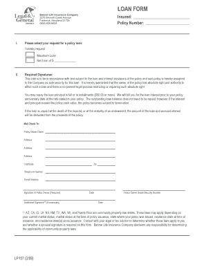 Banner Life Insurance Policy Loan Form