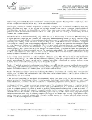 Notice and Consent for Blood Testing