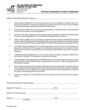 3rd Party Paramedical Translator's Statement